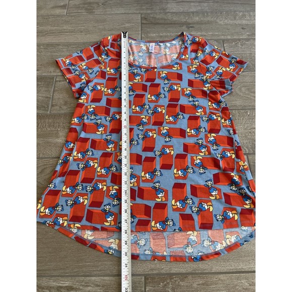 LuLaRoe Disney Shirt Womens Med. Simply Comfortable Donald Duck Oversized Hi-Low - Picture 4 of 6